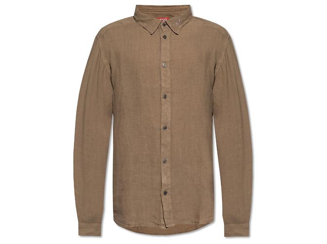 Camicia Diesel S-WERP in lino verde