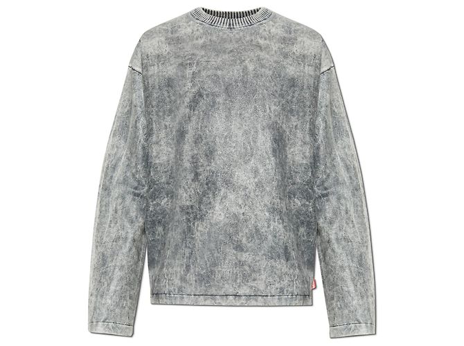 Diesel K-BRUTUS Pullover Grau Baumwolle Marmormuster