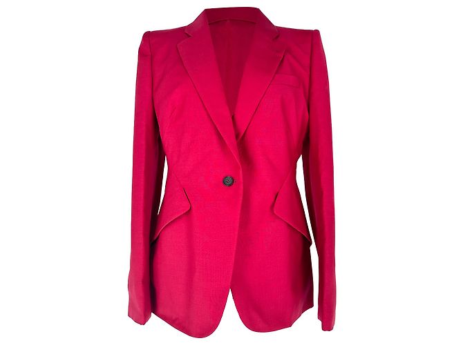 Alexander McQueen Single-Breasted Blazer in Red Wool