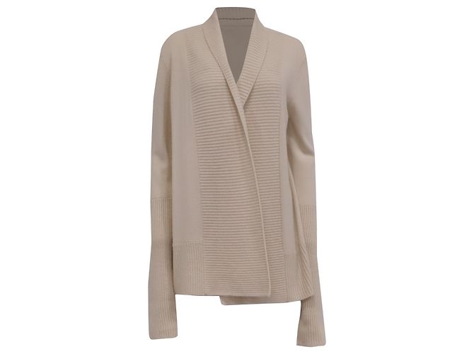 Vince Drape Open Front Cardigan aus cremefarbenem Kaschmir