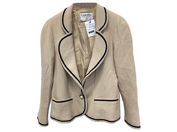 Chanel einreihiger Blazer aus beiger Wolle