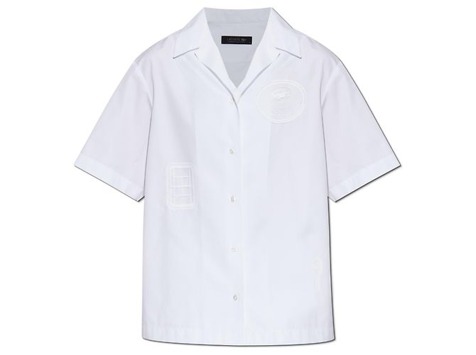 Lacoste Logo Hemd Weiß Baumwolle Kurzarm