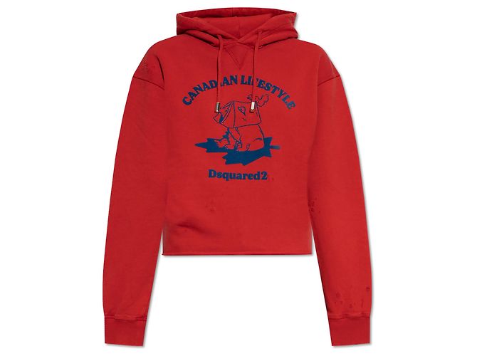Sudadera con capucha Dsquared2 roja de algodón