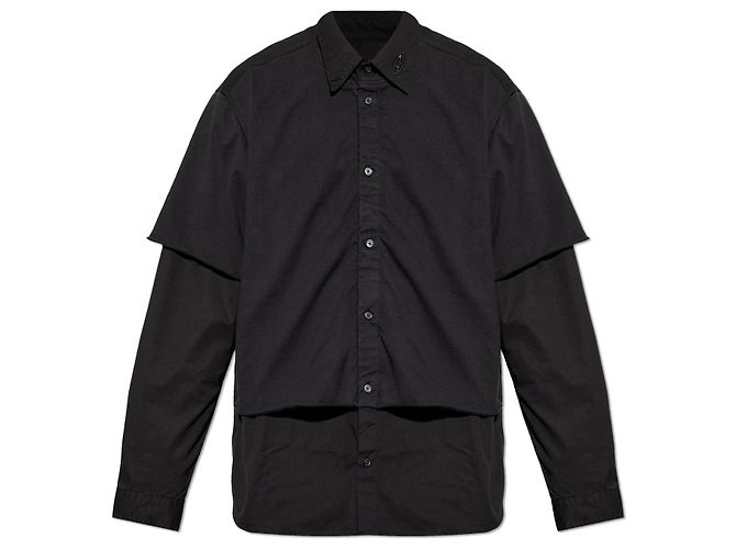 Camicia Diesel S-GASTON-O nera in cotone