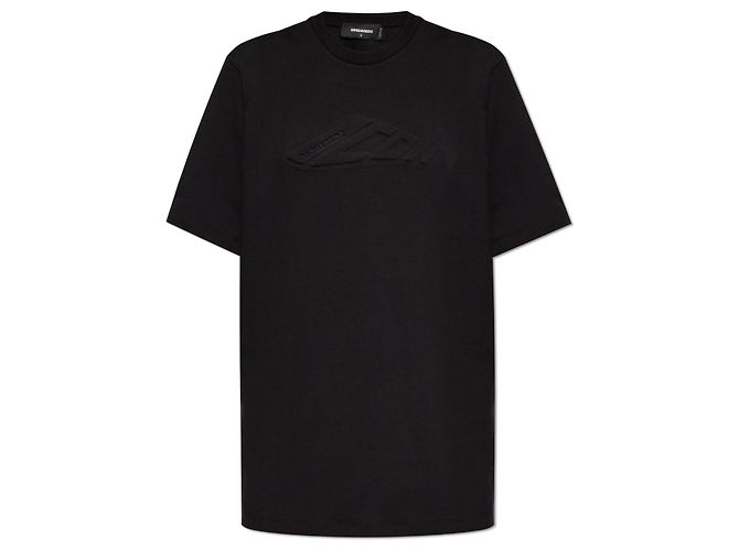 Dsquared2 Schwarzes Baumwollkleid mit Logo