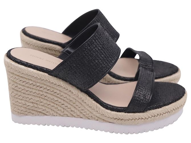 Sandali platform Stuart Weitzman in rafia nera