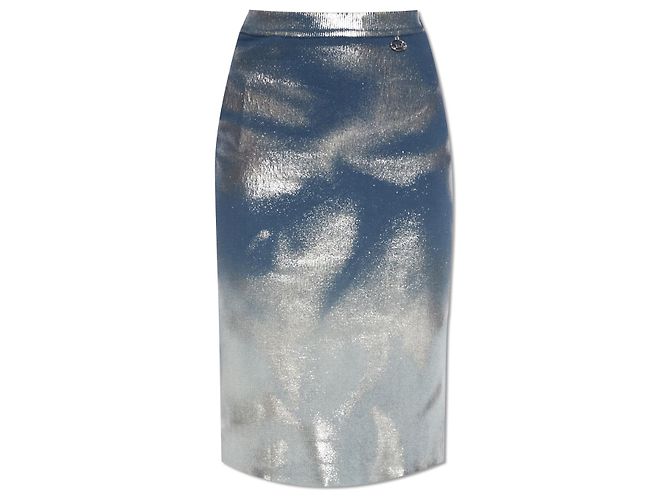 Falda Diesel M-ILAN azul marino y gris de algodón