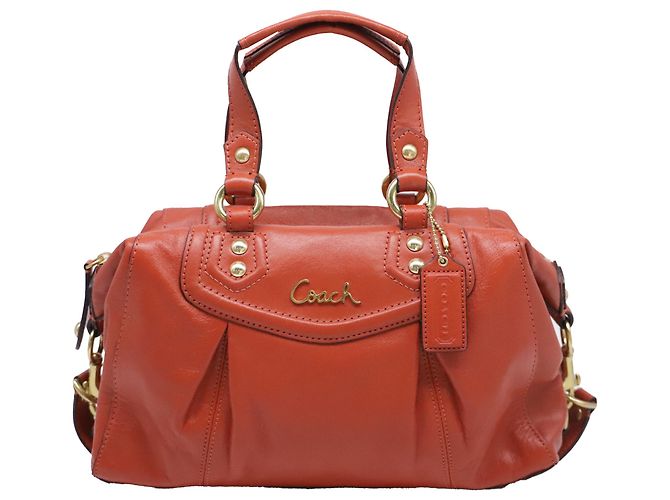 Bolsa Coach Ashley Satchel em couro Rust Orange
