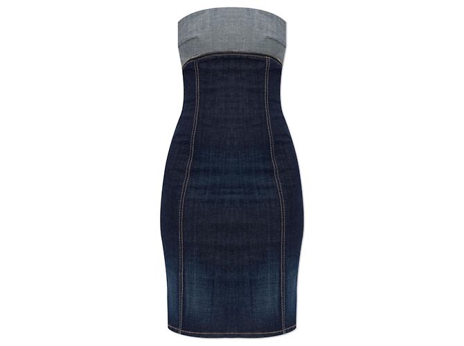 Vestido midi de denim azul marino Dsquared2