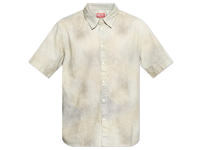 Camicia Diesel S-LEIE-SHORT in lino e cotone grigia