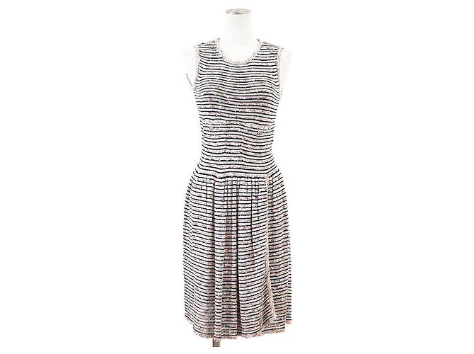 Vestido de malha às riscas Chanel