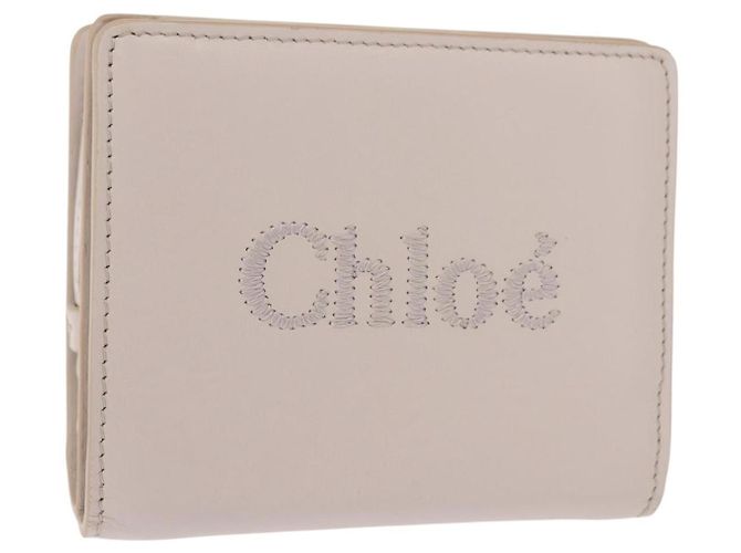 Chloé Chloe Sense Wallet Leather Ivory Auth 148477 - Jerrillo