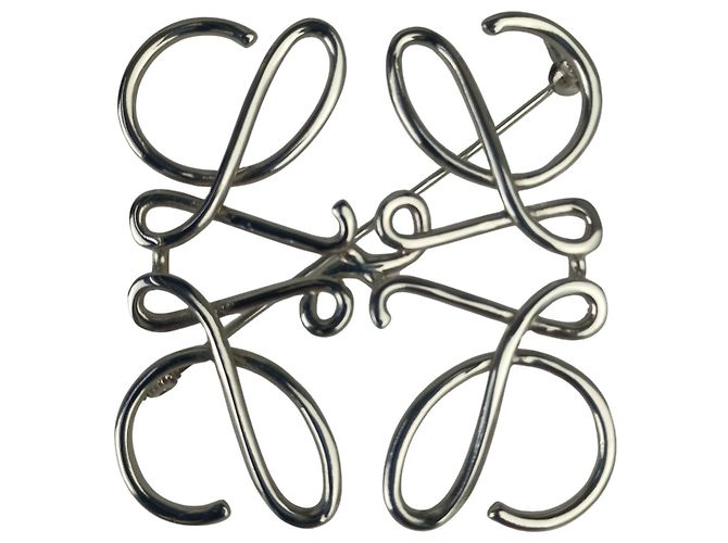 Loewe Anagram Brosche Silber Metall