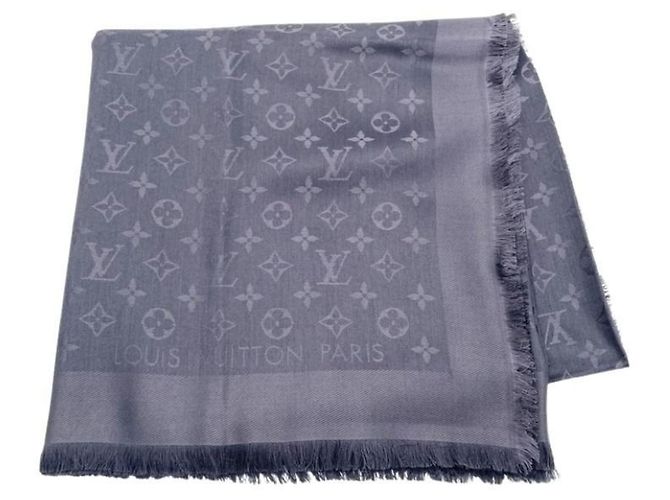Stola Louis Vuitton Monogram in seta e lana grigia