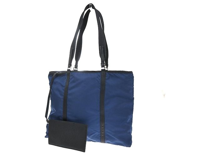 Prada Bolsa de Ombro em Lona e Couro XL