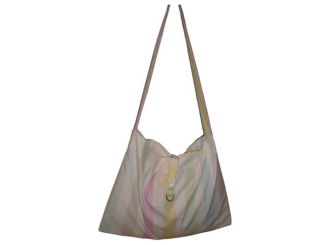 inconnue Borsa a tracolla in cotone a righe pastello