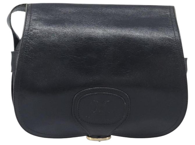 Céline CELINE Bolsa de Ombro em Couro Preta e Dourada Auth 209863 - Jerrillo