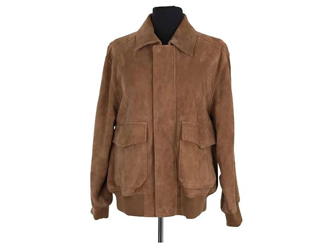 Jaqueta Gerard Darel em couro de cabra marrom