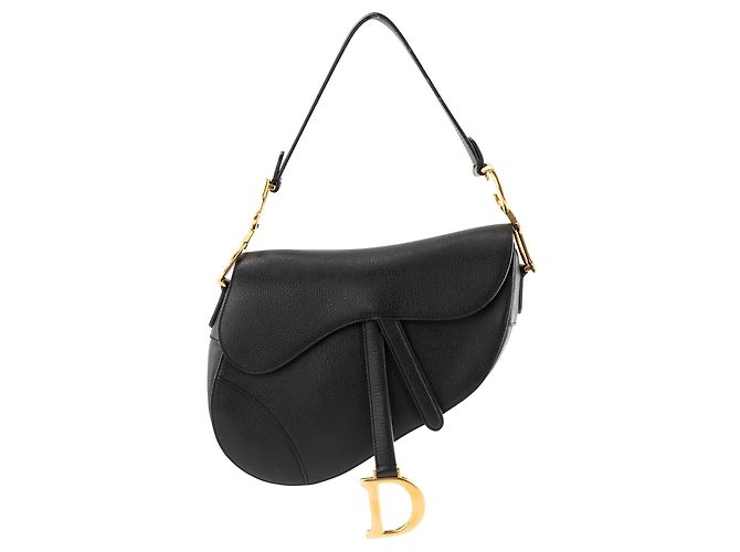 DIOR - Borsa a spalla Saddle small Dior in pelle martellata nera
