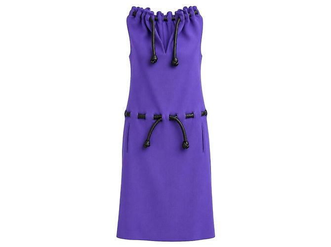 Christopher Kane Vestido de passarela Outono 2012 em lã e couro roxo