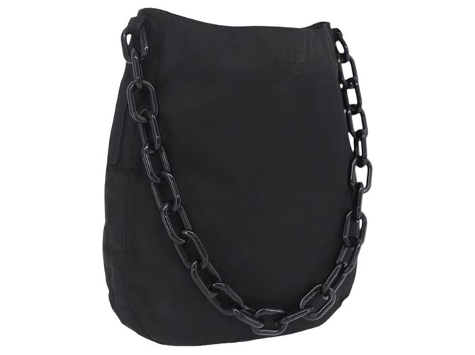 Prada Borsa Nylon Nero Catena Plastica