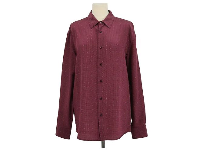 Autre Marque Camicia a maniche lunghe Cassandre in seta bordeaux Saint Laurent