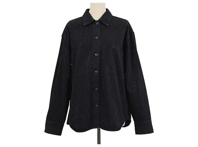Camicia a maniche lunghe Rag & Bone in denim nero con cristalli