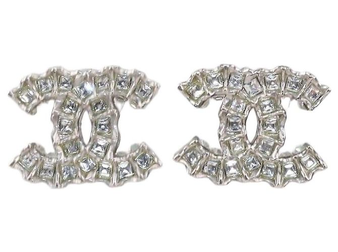 Orecchini Chanel Silver Tone Crystal Push Back