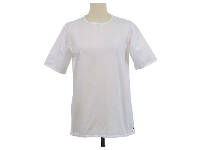 Camiseta de cuello redondo en algodón blanco Kiton