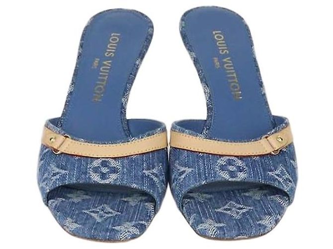 Louis Vuitton Blue Monogram Denim 6AM Mules