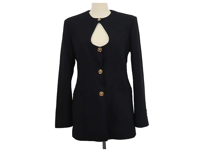 Versace Black Blend Acetate Keyhole Blazer