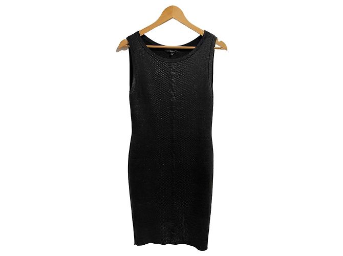 Vestido Gucci de punto negro con estampado de pitón Talla L