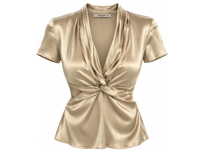 Top in seta Etro con twist frontale - Beige