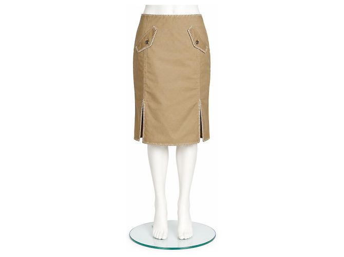 Falda Midi de Algodón Moschino Jeans Beige