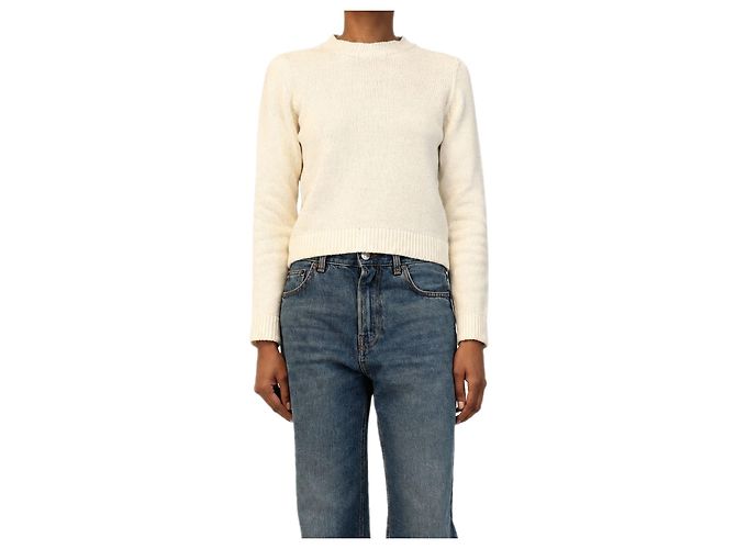 Khaite Kurzer Kaschmirpullover mit Rundhalsausschnitt in Creme - size XS
