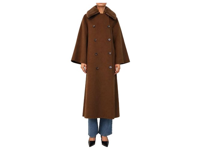 By Malene Birger Brown double-breasted wool coat - size UK 8
