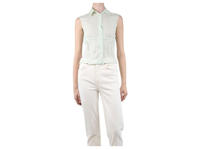 Top de lino sin mangas verde pálido Chanel