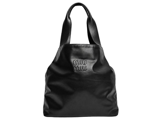 Miu Miu Mala tote em couro preto