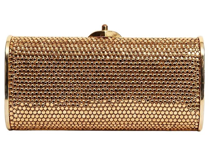 Judith Leiber Goldene Kristall-Minaudière-Clutch