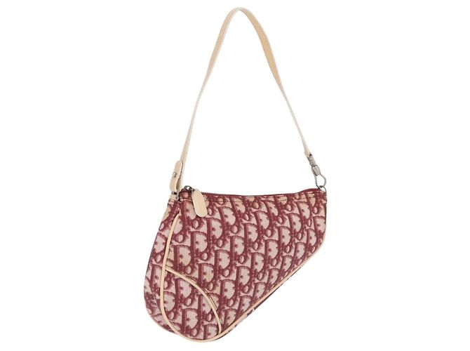 Christian Dior Trotter Canvas Saddle Accessory Pouch PVC Red Silver