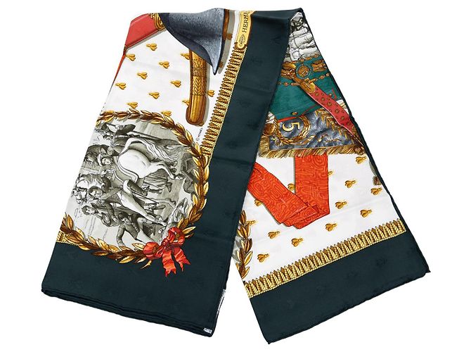 Carré en soie Hermès Napoleon Blanc 90