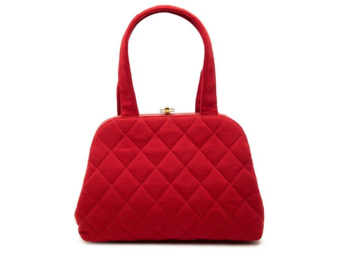 Borsa Chanel Red CC Quilted Jersey Frame
