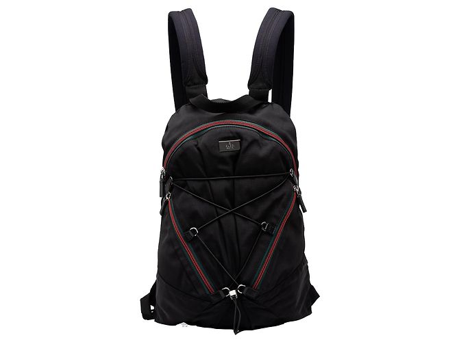 Zaino Gucci in nylon nero con banda Web