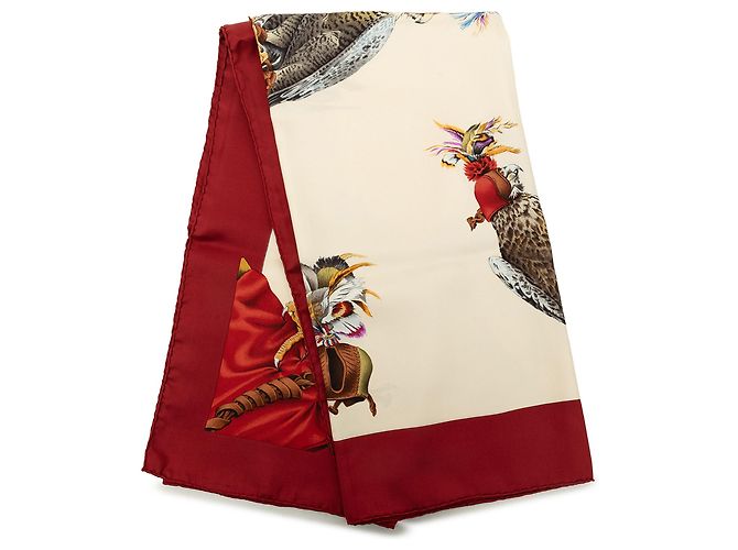 Lenço de seda Hermès Brown Chasse A Vol 90