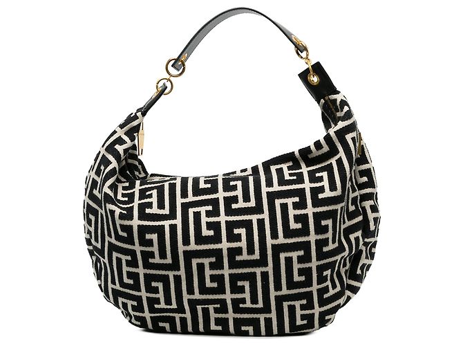 Balmain Borsa Hobo 1945 in tela monogram nera