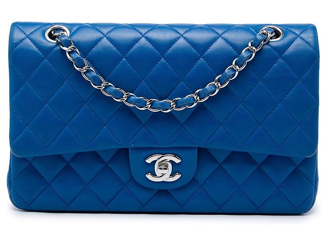 Chanel Blue Medium Classic Lambskin Double Flap