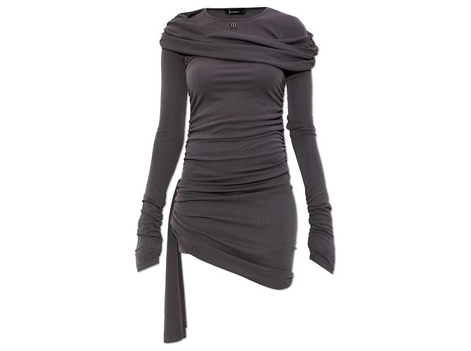 Autre Marque MISBHV Graues drapiertes Strickkleid