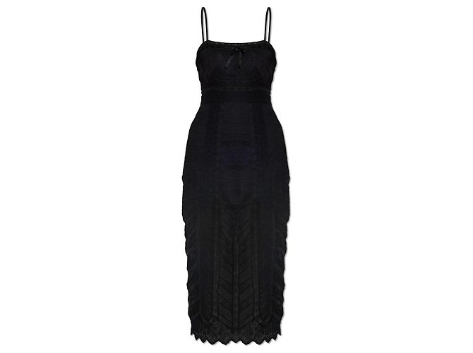 LoveShackFancy Celadine Spitzenkleid Schwarz