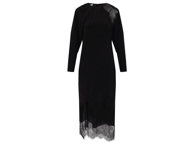 Robe Adima Iro noire en viscose avec dentelle