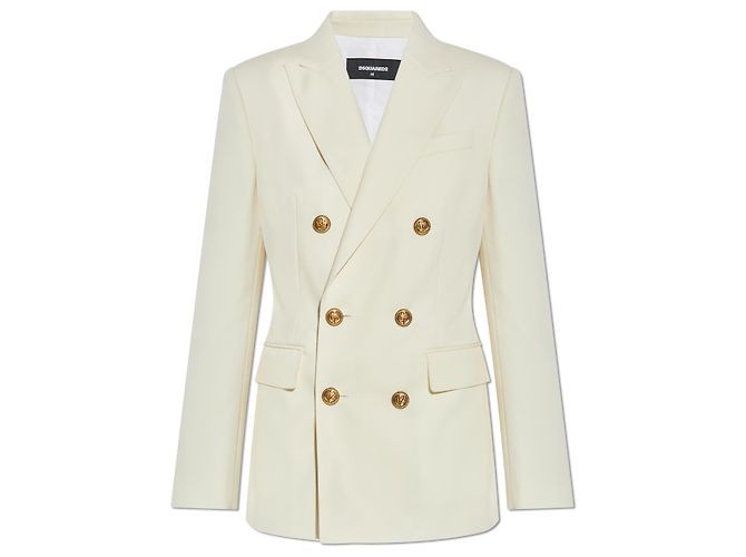 Dsquared2 Wool Double Breasted Blazer Cream